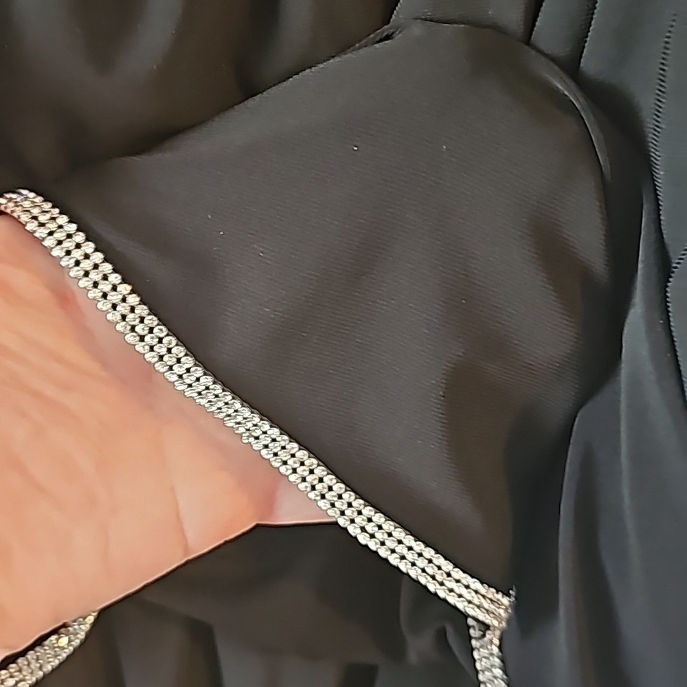 MSK sz XL Off-The-Shoulder Poncho Jumpsuit black with rhinestone trim - Picture 6 of 8